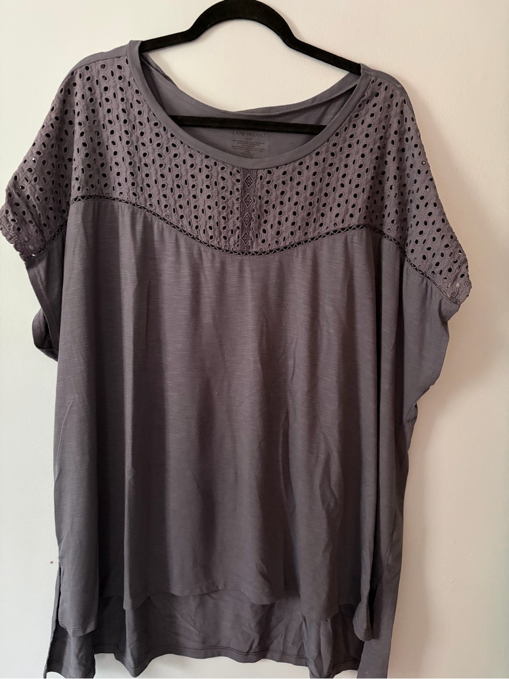 Lane Bryant Blue Eyelet Yoke Relaxed Tunic